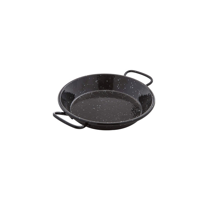 Black and White Speckled 30cm Enameled Steel Paella Pan