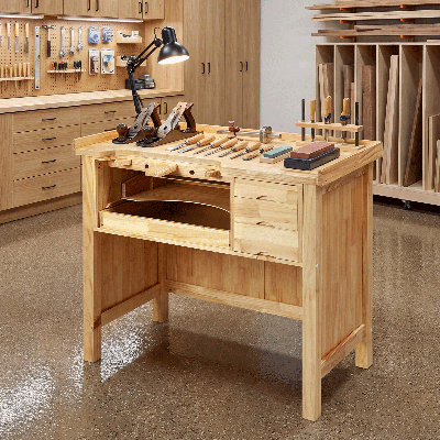 38.97" Heavy-Duty Rubber Wood Workbench 5 Drawers 19.68"W Garage Workshop Table Moisture-Resistant​​