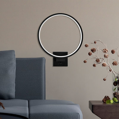 Modern Black Wall Lamp with Metal Body, 11.8 x 14.2 x 3.5 inches | Integral LED, 12W 3000K | Stylish Design with Durable Metal Base Plate, Perfect for Contemporary Home Décor & Ambient Lighting