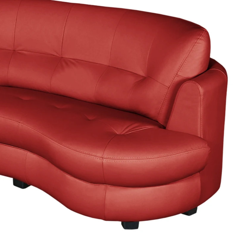 Maura Genuine Leather Curved Corner Sofa , Red, Left Hand Facing