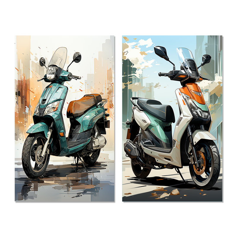 «Green Scooter City Cruiser», 2 pièces, H 40 po x l 40 po, Toile tendue