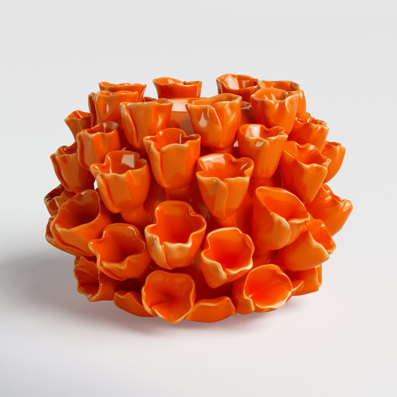 Votive de table en céramique 4,3 po, Orange