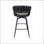 Ensemble de 2 tabourets de bar 28 po en cuir tressé en cuir technique avec pieds noirs, pas d'îlot de cuisine réglable, 360 tabourets de bar pivotants avec repose-pieds à dossier (brun clair)-778405425