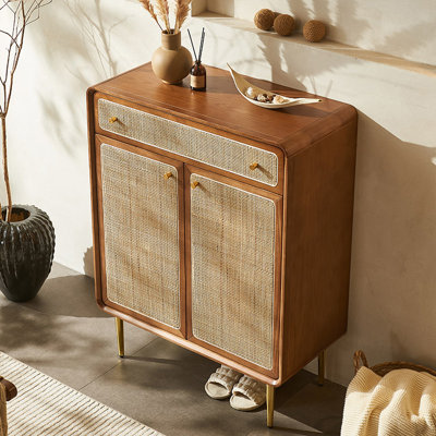 Modern Walnut Solid Wood Shoe Storage