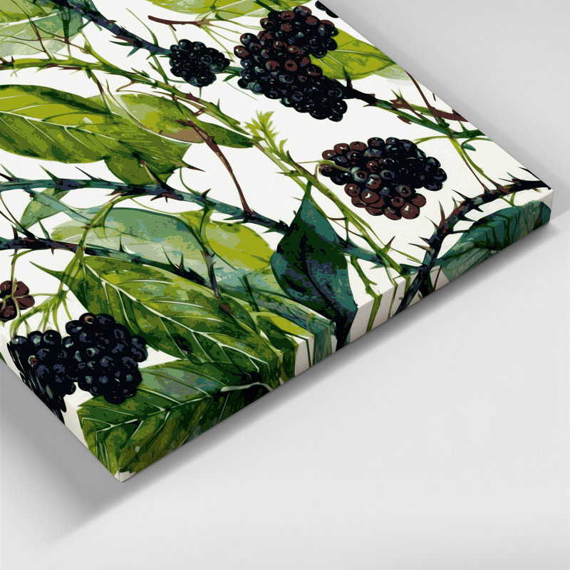 Art mural sur toile Botanical Blackberry Canes, H 12 po x l 18 po