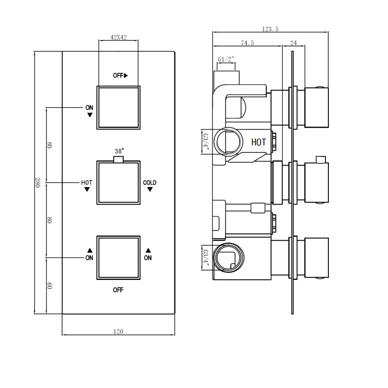 Rohrbaugh Triple Control Shower Valve
