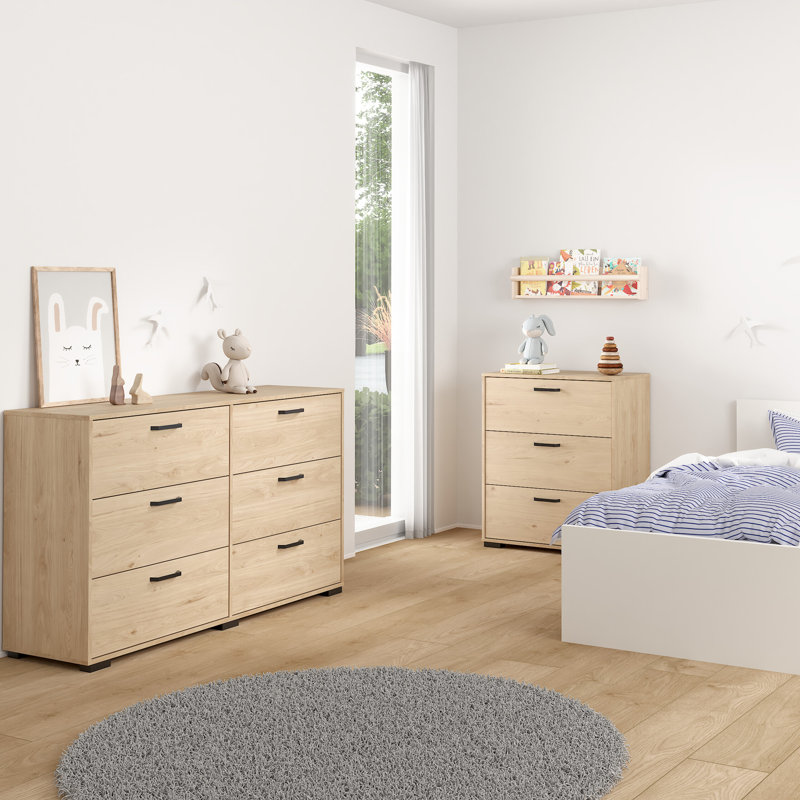 Sumehra Chest of 3 Drawers in White, Brown
