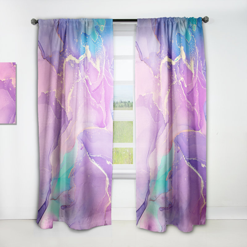 Rose et mauve abstrait Art liquide I - Rideau moderne - Velours obscurcissant - 1 panneau