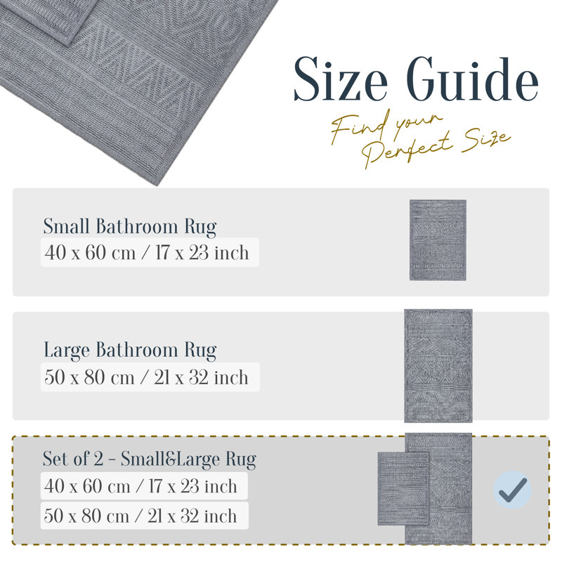 Amalfi Boho Style Turkish Cotton Bath rugs Hayoon , Single - 17" L x 23" W, Antracite