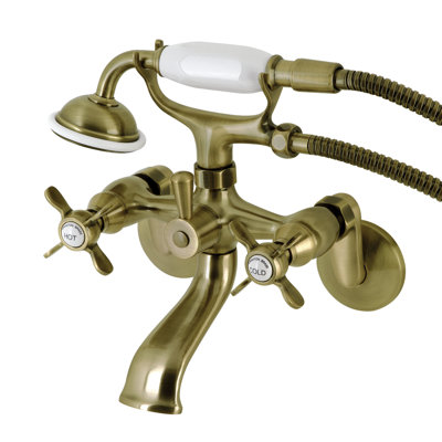 Essex Double Handle Wall Mounted Clawfoot Tub Faucet Trim with Diverter and Handshower