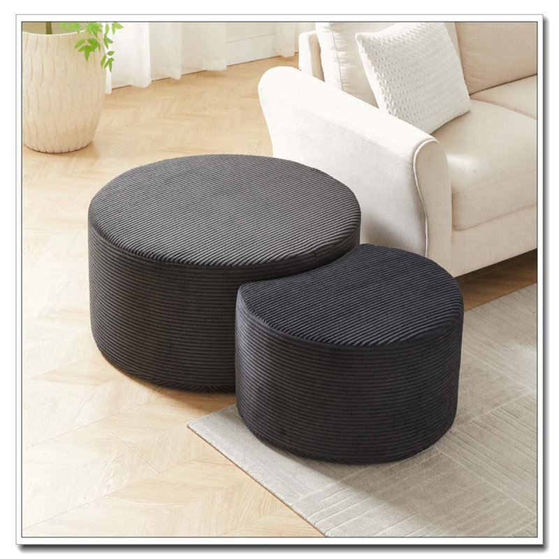 Ensemble de tables basses rembourrées Upholstered, Noir