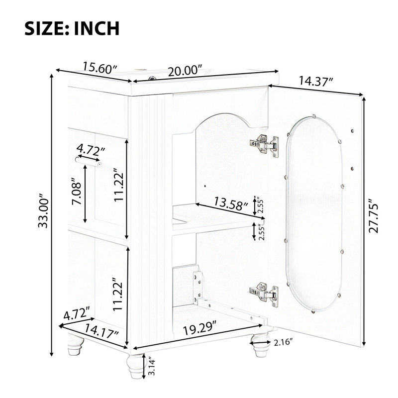 Meuble-lavabo simple 20 po avec comptoir en céramique, Noir