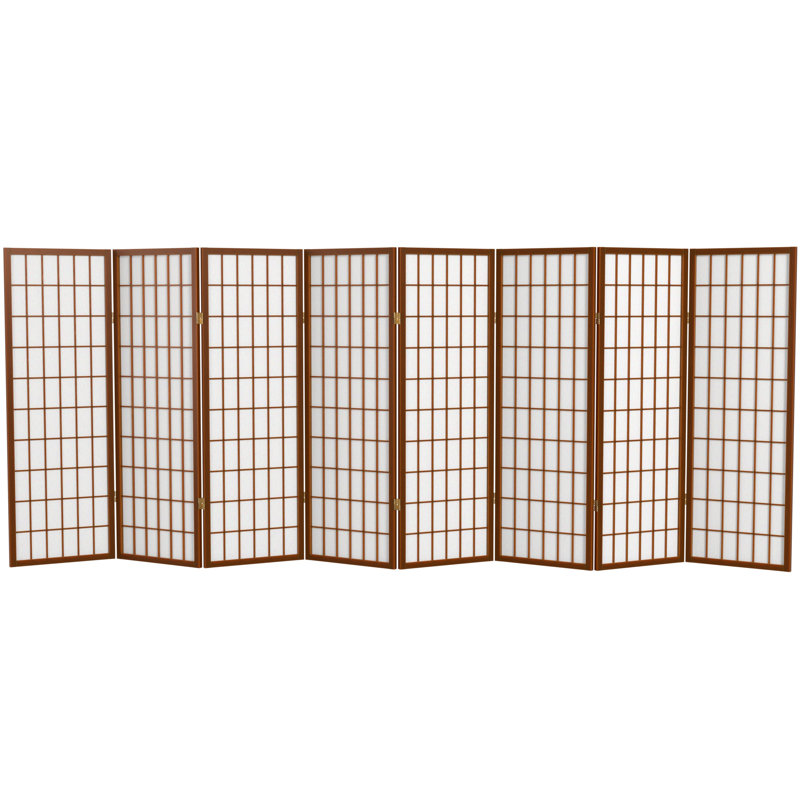 Écran court Shoji 50,75 "Alex, 8 panneaux, Noyer
