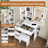 Modern Vanity Desk with LED Lighting, Power Outlet, and Storage-83811631