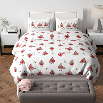 Christmas Robins Duvet Cover Set with Pillowcases