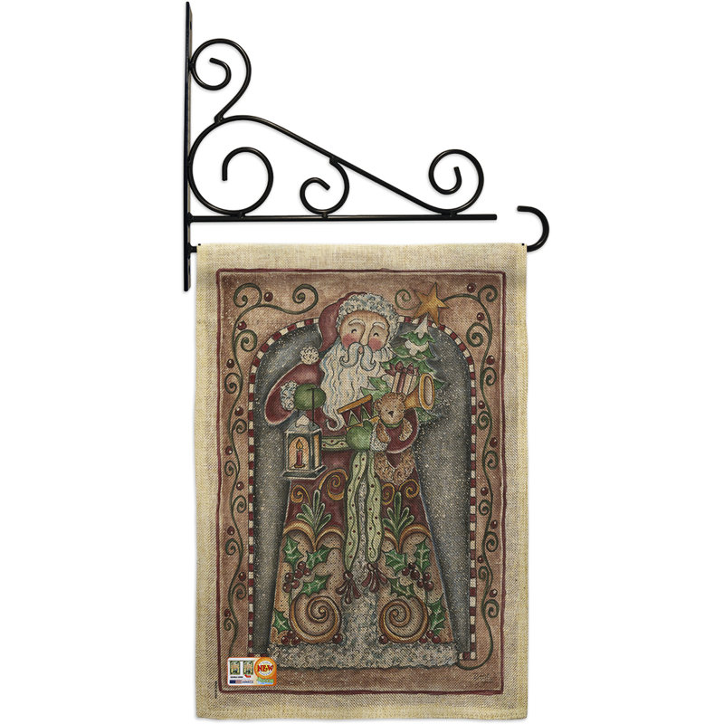 Jouets de père noël et lampe en toile jute à 2 côtés 19 po x 13 po drapeau de jardin