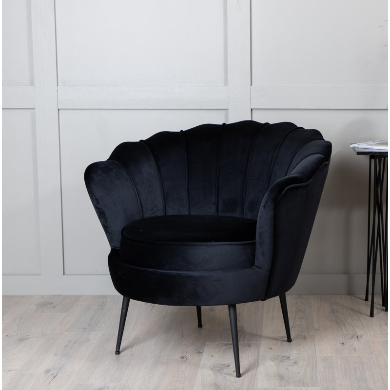 Ines Velvet Barrel Chair, Black