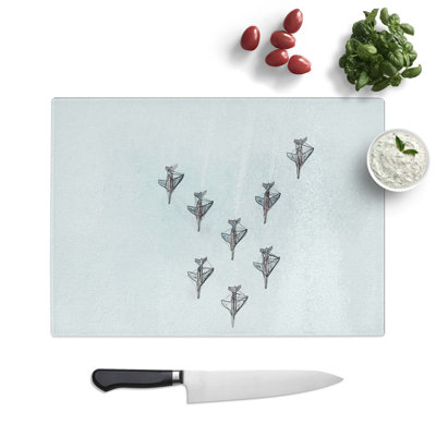 Tempered Glass Plane Aerobatics Chopping Board