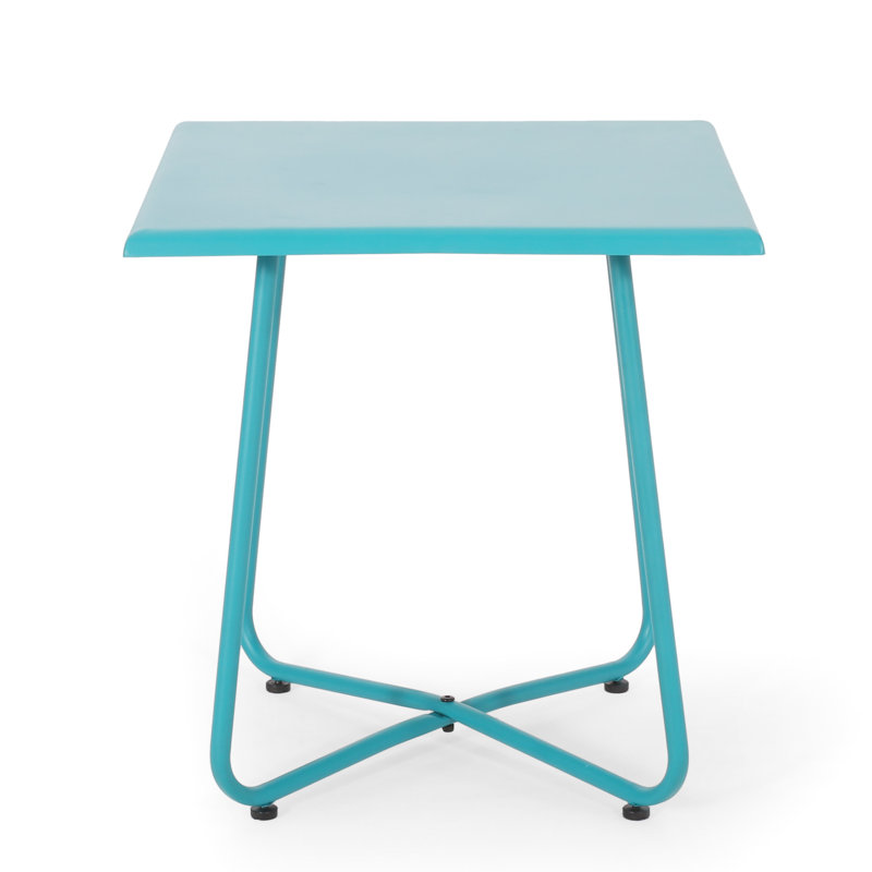 Steel 18" End Table In Dynamic Teal 18.79" Side Table, Made For Stability, Teal