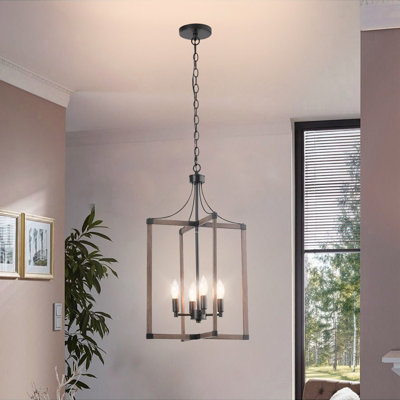 Luminaire suspendu géométrique rectangulaire à 4 lumières pour îlot de cuisine Livonia