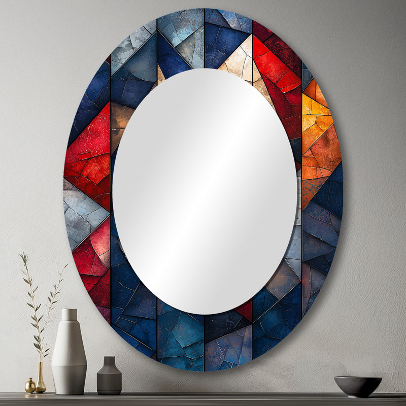 Drapeau des États-Unis Unity In Force USA - grand miroir mural ovale en métal, 43 po x 33 po