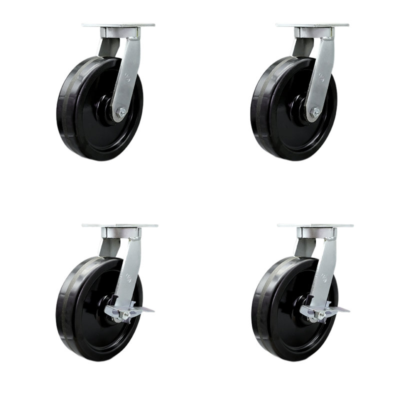 Ensemble de roulettes pivotantes extra-robustes avec 2 freins