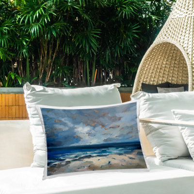 Beach Before The Storm Outdoor Printed Pillow by Silvia Vassileva