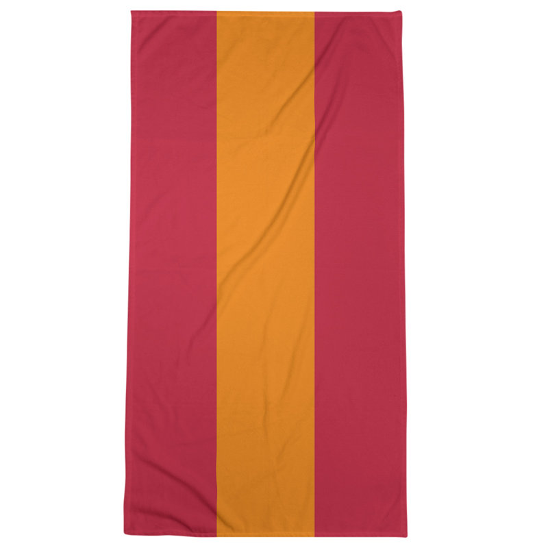 Cotton Blend Bath Towel, Burgundy/Orange
