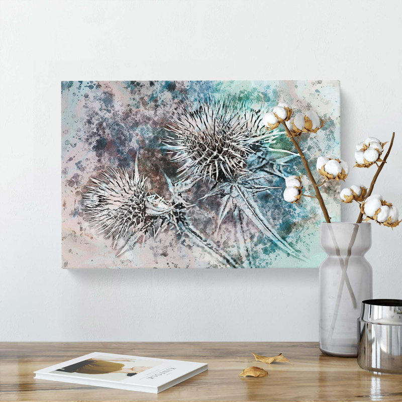 Thistle Flower in Abstract - Wrapped Canvas, 60cm H x 91cm W x 3cm D