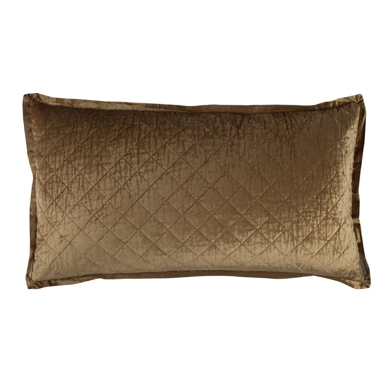 Chloe Velvet Feathers Lumbar Pillow, Fawn, 27" x 36" 