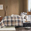 Ensemble de courtepointe à chevrons 6 pièces avec coussins décoratifs 6 pièces Neutre-108977435