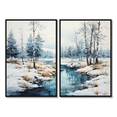 Paysage d'hiver minimaliste - art mural traditionnel