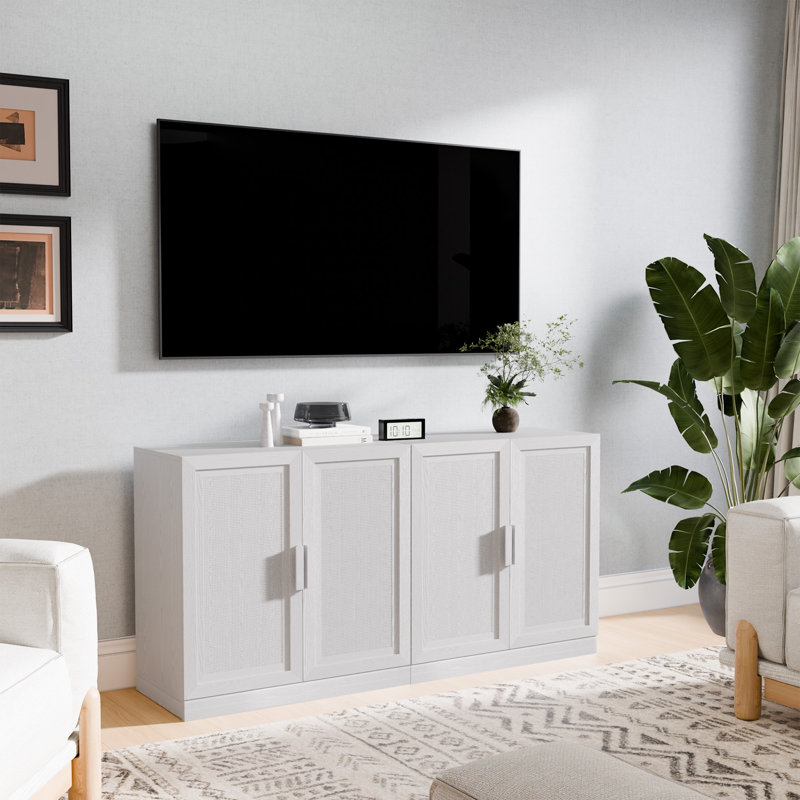 Meuble télé 31 pouces H Farmhouse, Blanc, 31" H x 62" W x 16" D