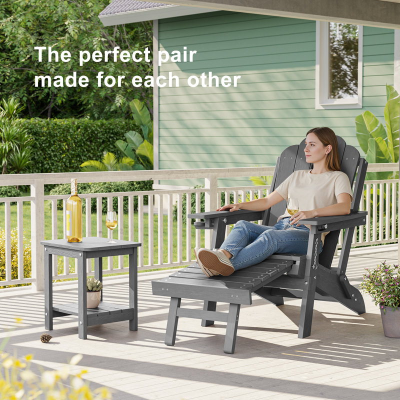 Outdoor Side Table HIPS Table for Patio, Garden, Lawn, Gray