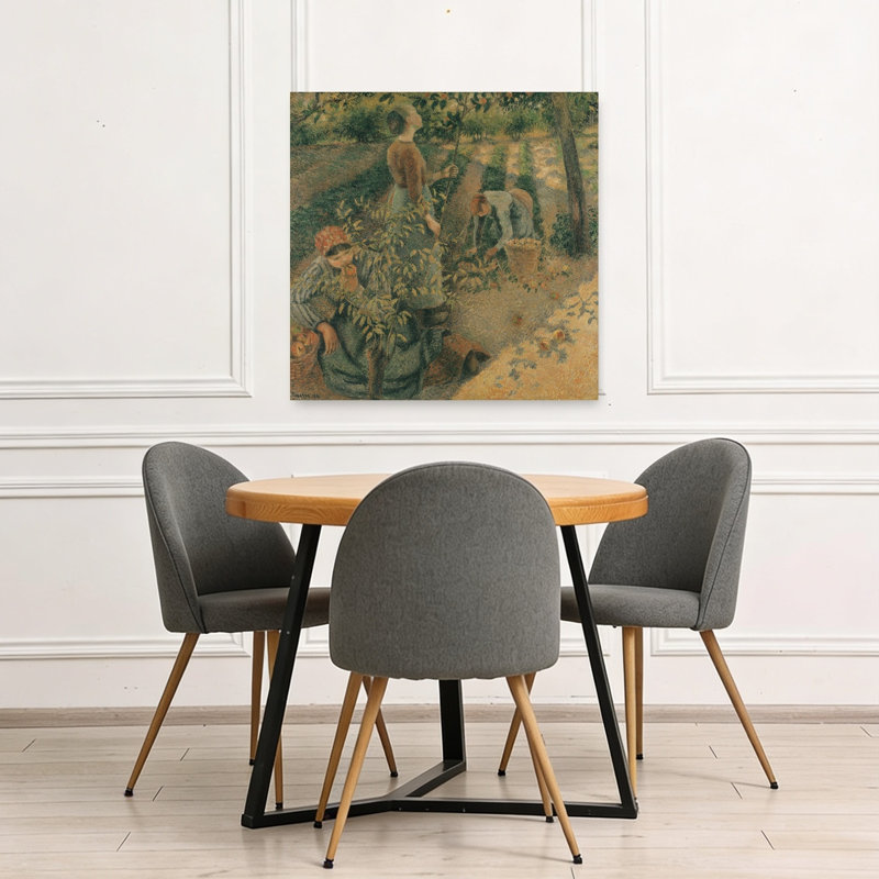 Les Cueilleurs de pommes, 1886, impression d'art abstrait impressionniste contemporain représentant un paysage de pommiers et de fruits