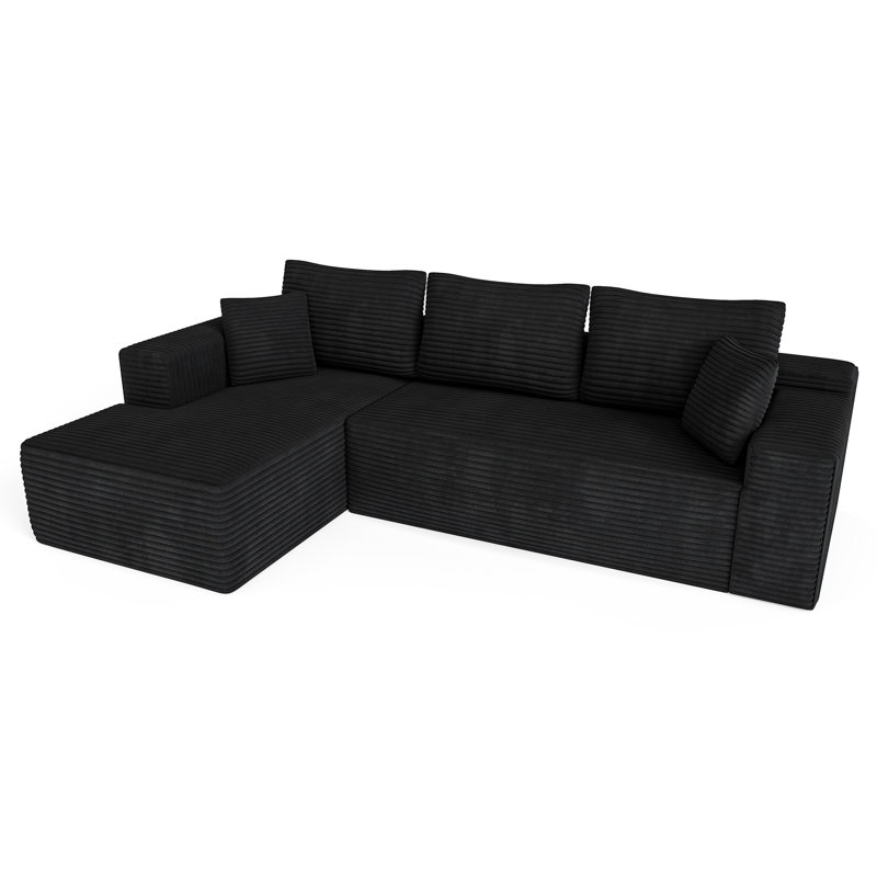 Canapé modulaire en L de 104 po avec méridienne modulaire en velours côtelé moelleux, assise profonde | Aucun assemblage requis, comprimé dans la boîte