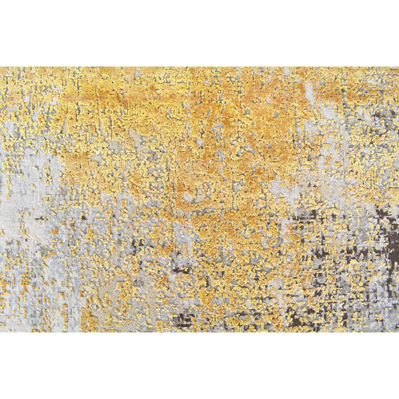 Abstract Area Rug in Gold/Charcoal