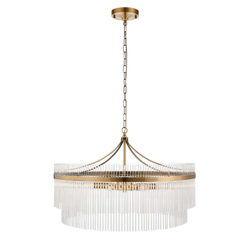 Geira Grand 7lt Pendant light finished in Ant. Brass