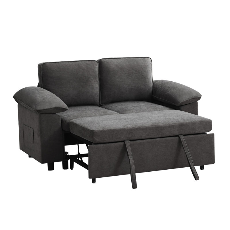 Canapé-lit moderne 60 po - causeuse convertible avec lit gigogne, Gris foncé