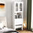 White Fold-out Desk With Storage Shelf And Drawer - Ideal For Home Office Decoration Convertible Cabinet Functional Use