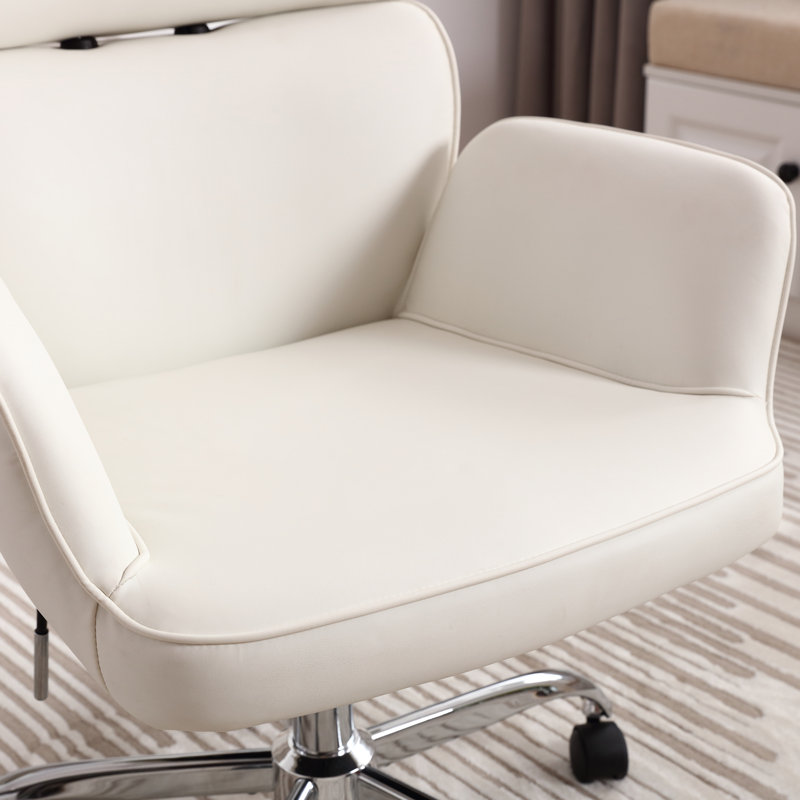 Chaise de travail pivotante en similicuir Caylin, Beige