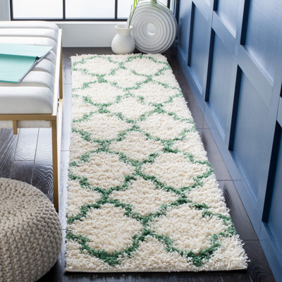 Suez Geometric Ivory/Green Area Rug