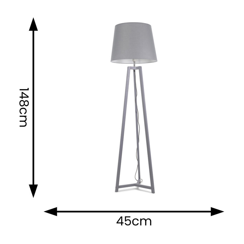 Rhavyn 148cm Traditional Floor Lamp, Matte Grey, Grey