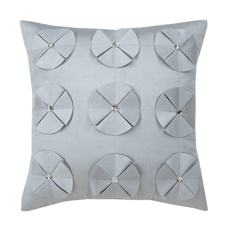 Jormun Floral Square Cushion, Silver
