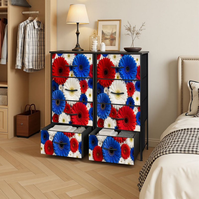 Commode à 4 tiroirs avec rangement à tiroirs verticales en tissu Gerbera