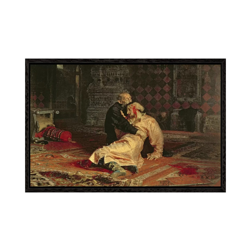 Ivan The Terrible And His Son On The 16th November, 1581, 1885 by Ilya Efimovich Repin - Painting on Canvas, Black Framed