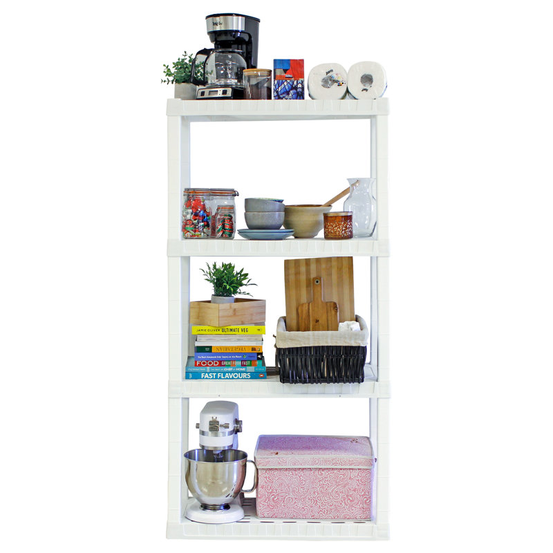 Nayson 4-Tier Interlocking Plastic Storage Shelves, 36 x 18 x 56 in, White