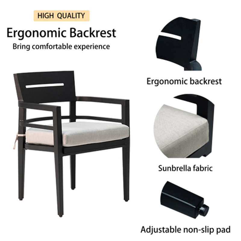 7-Piece Outdoor Patio Aluminum Furniture, Modern Dining Set, Ember Black