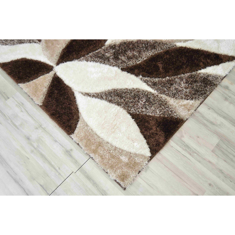 Modern Arriola Shag Abstract Geometric Rug For Living Room Bedroom, Rectangle 5 pi 3 po x 7 pi 6,5 po