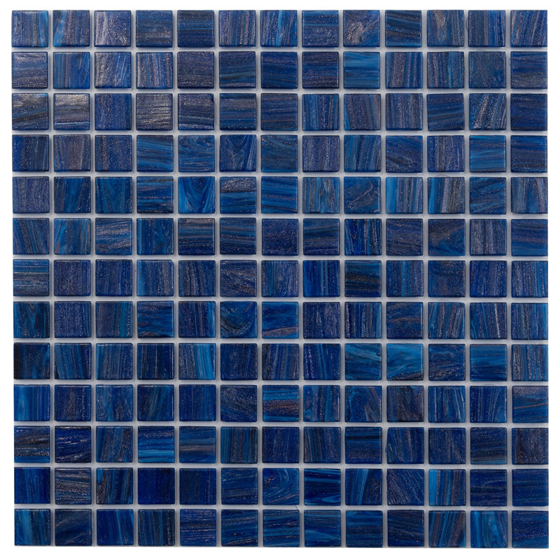 Carreau de mosaïque pour mur et plancher en verre 0,8 po x 0,8 po Celestial, Bleu égyptien